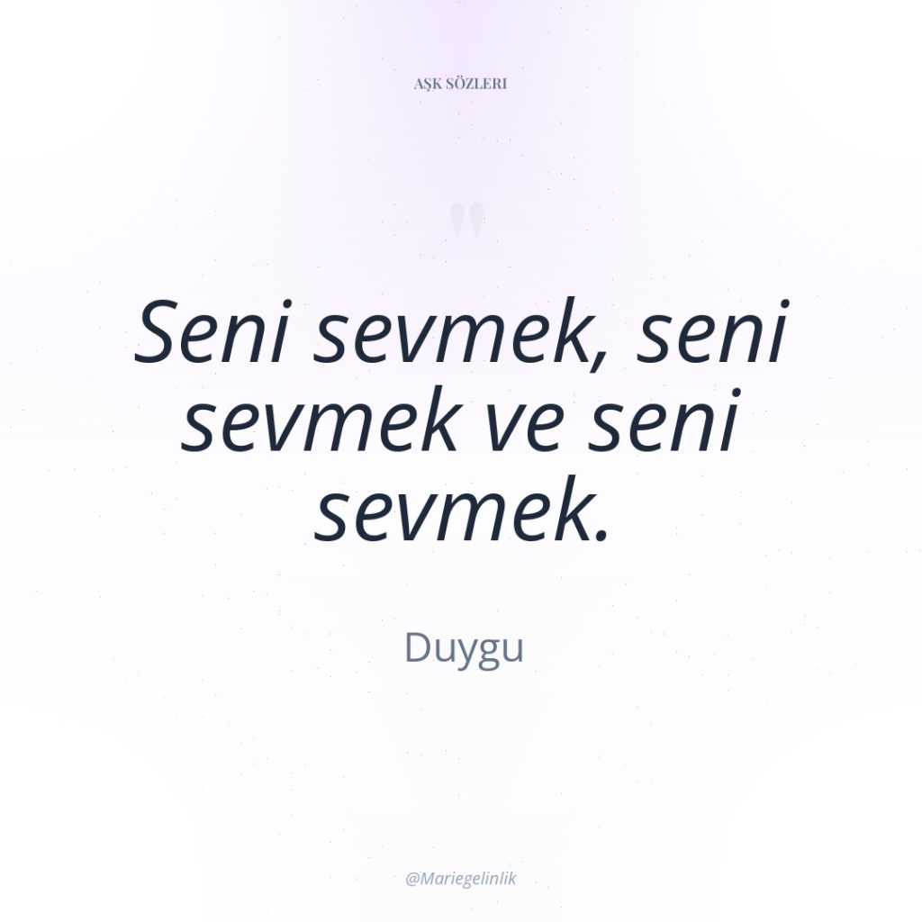 Seni sevmek, seni sevmek ve seni sevmek.