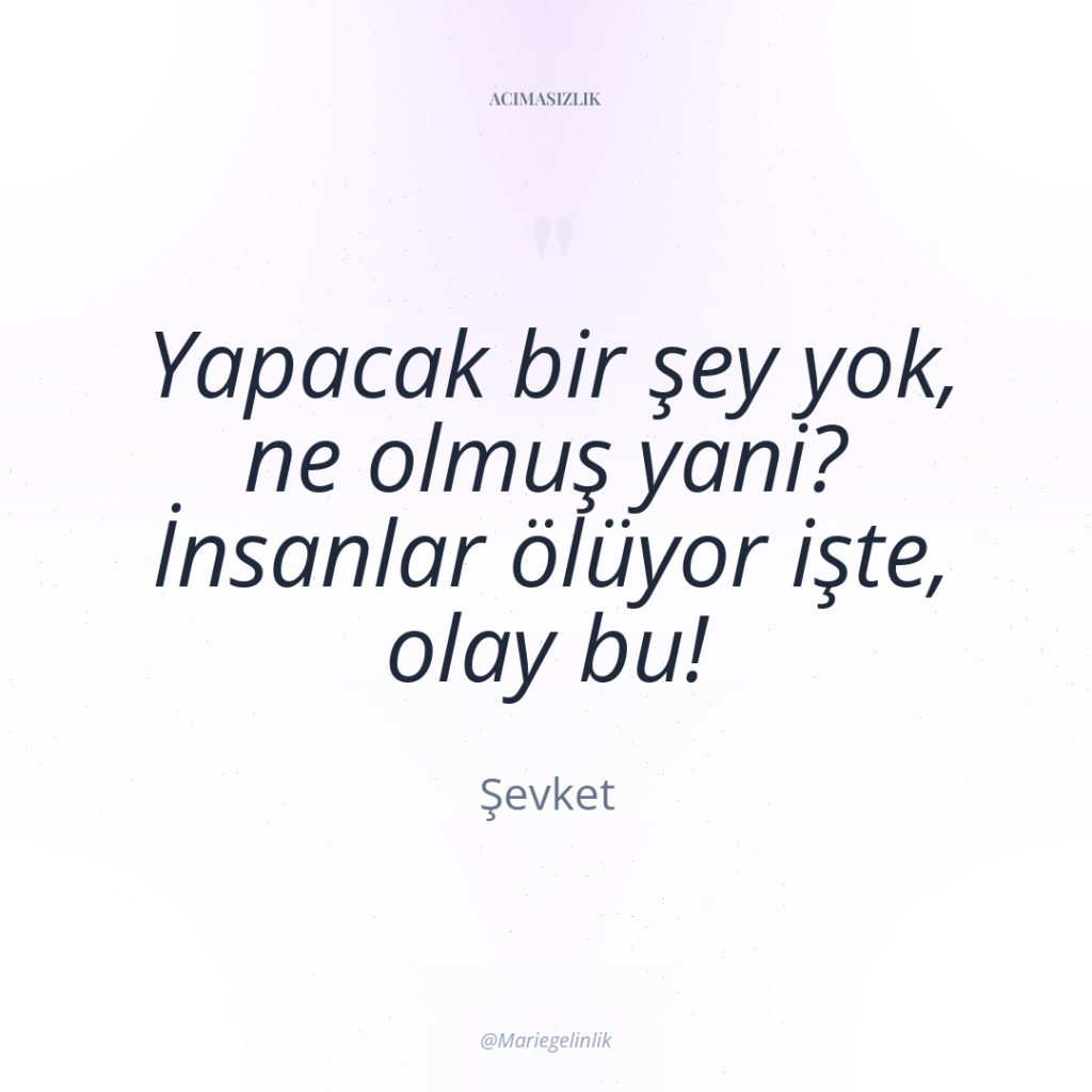 Yapacak bir şey yok, ne olmuş yani? İnsanlar ölüyor işte,…