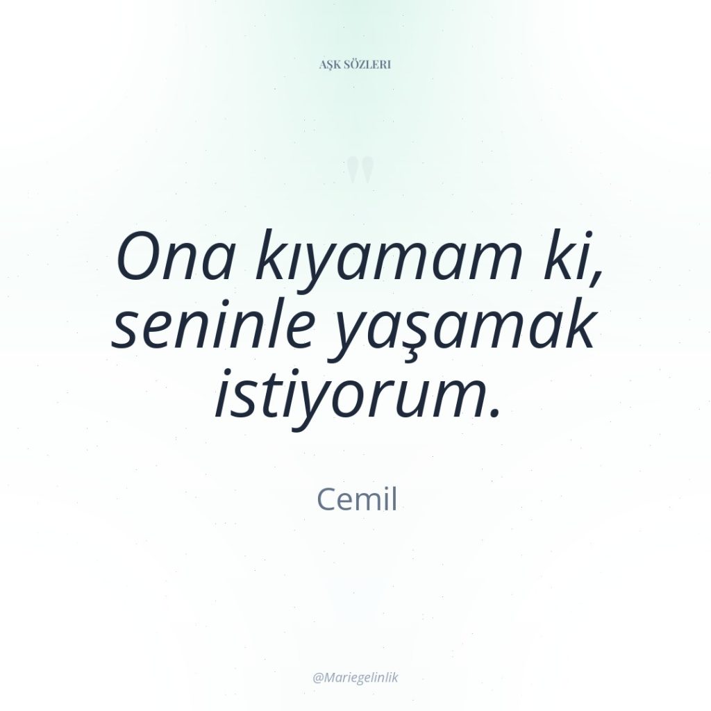 Ona kıyamam ki, seninle yaşamak istiyorum.