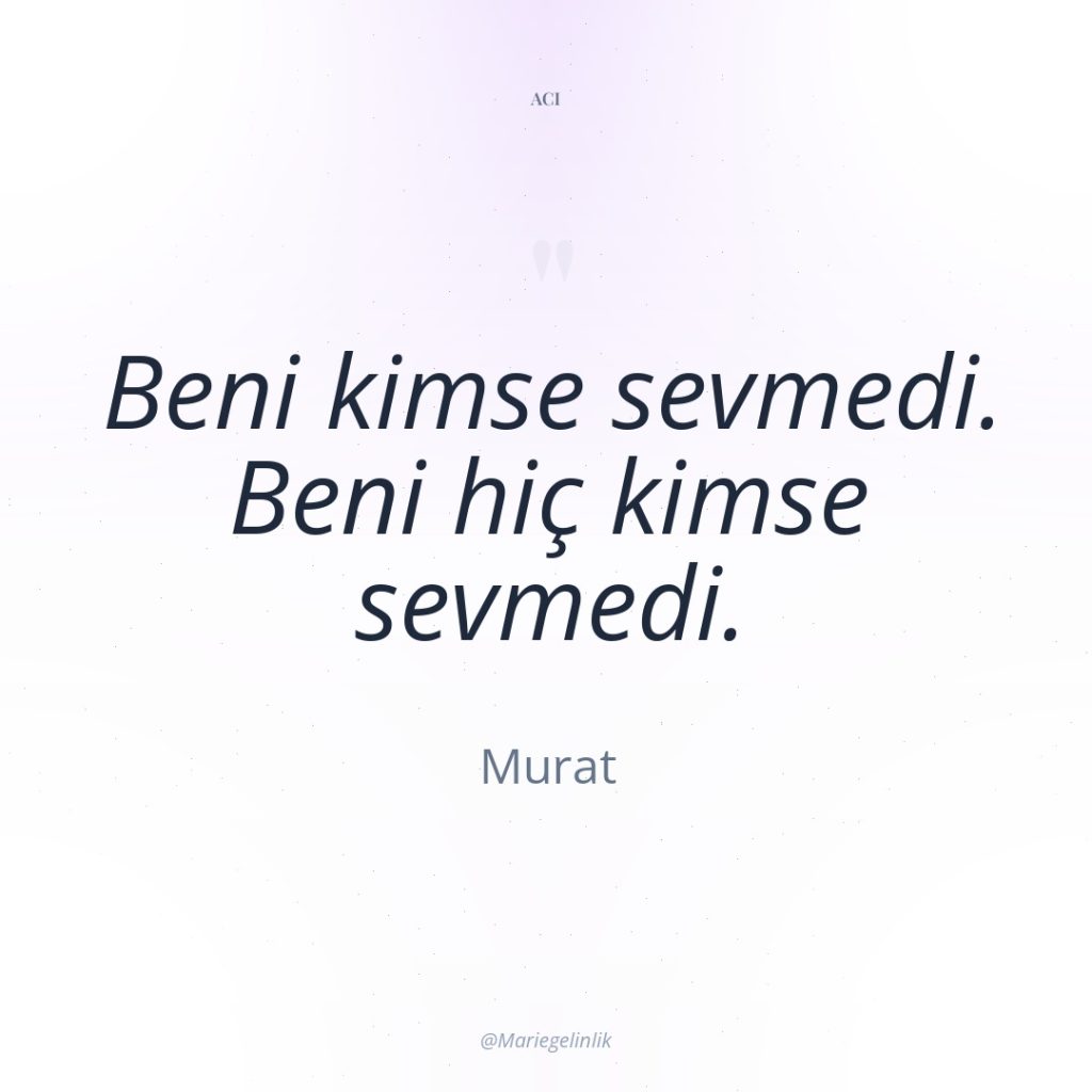 Beni kimse sevmedi. Beni hiç kimse sevmedi.