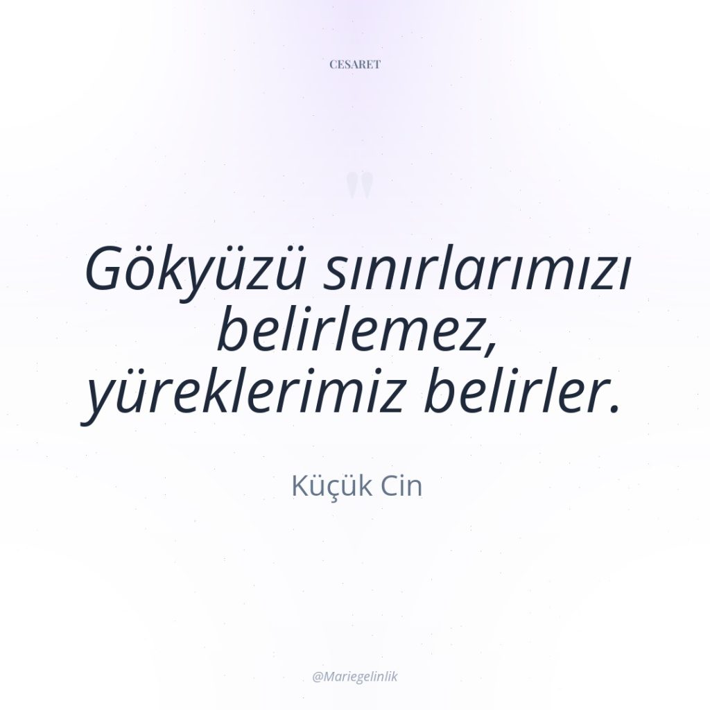 Gökyüzü sınırlarımızı belirlemez, yüreklerimiz belirler.