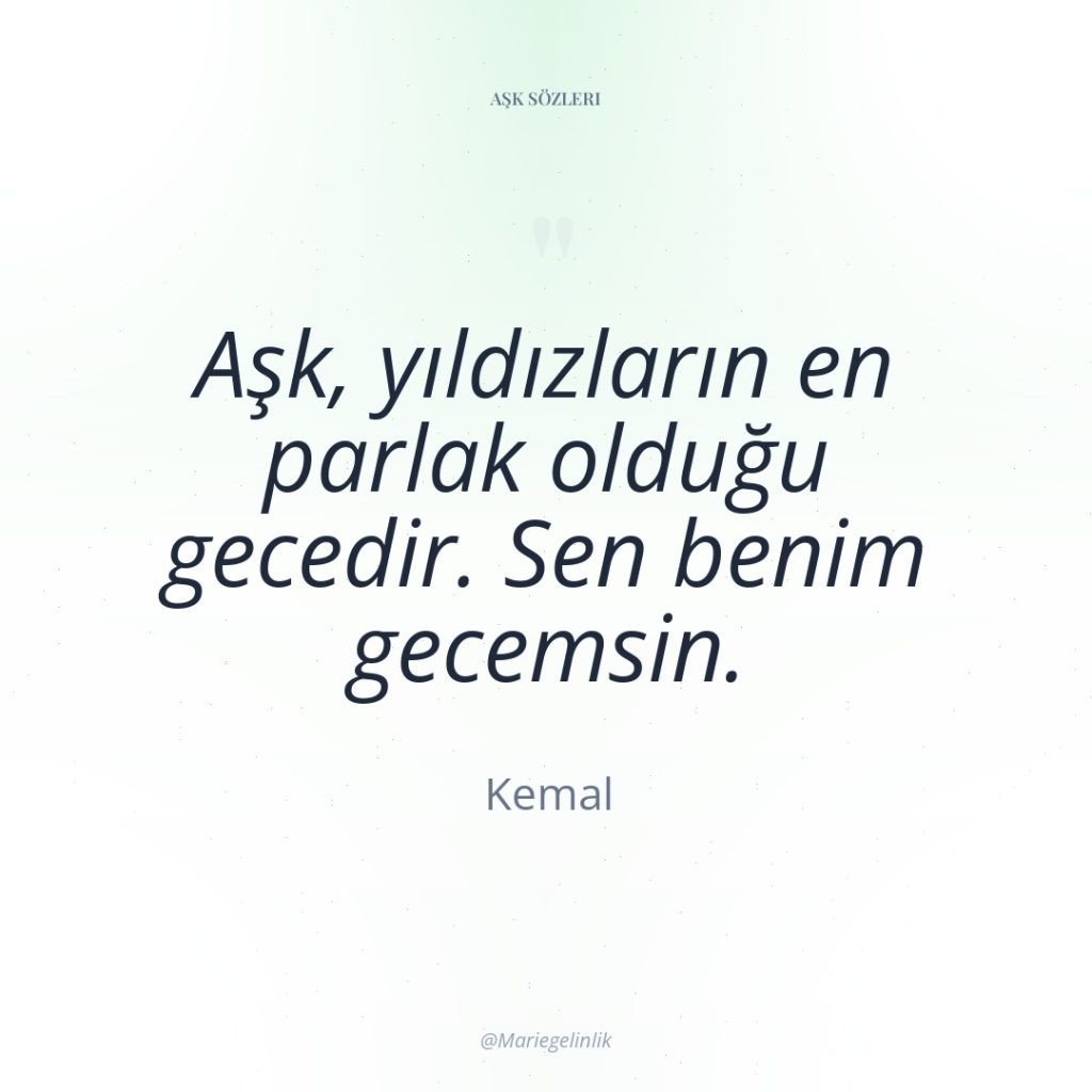 Aşk, yıldızların en parlak olduğu gecedir. Sen benim gecemsin.