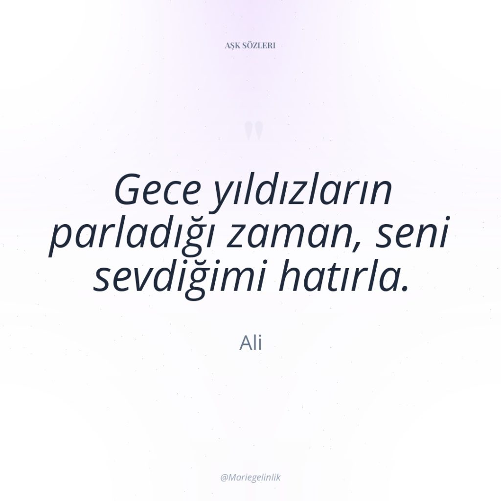 Gece yıldızların parladığı zaman, seni sevdiğimi hatırla.
