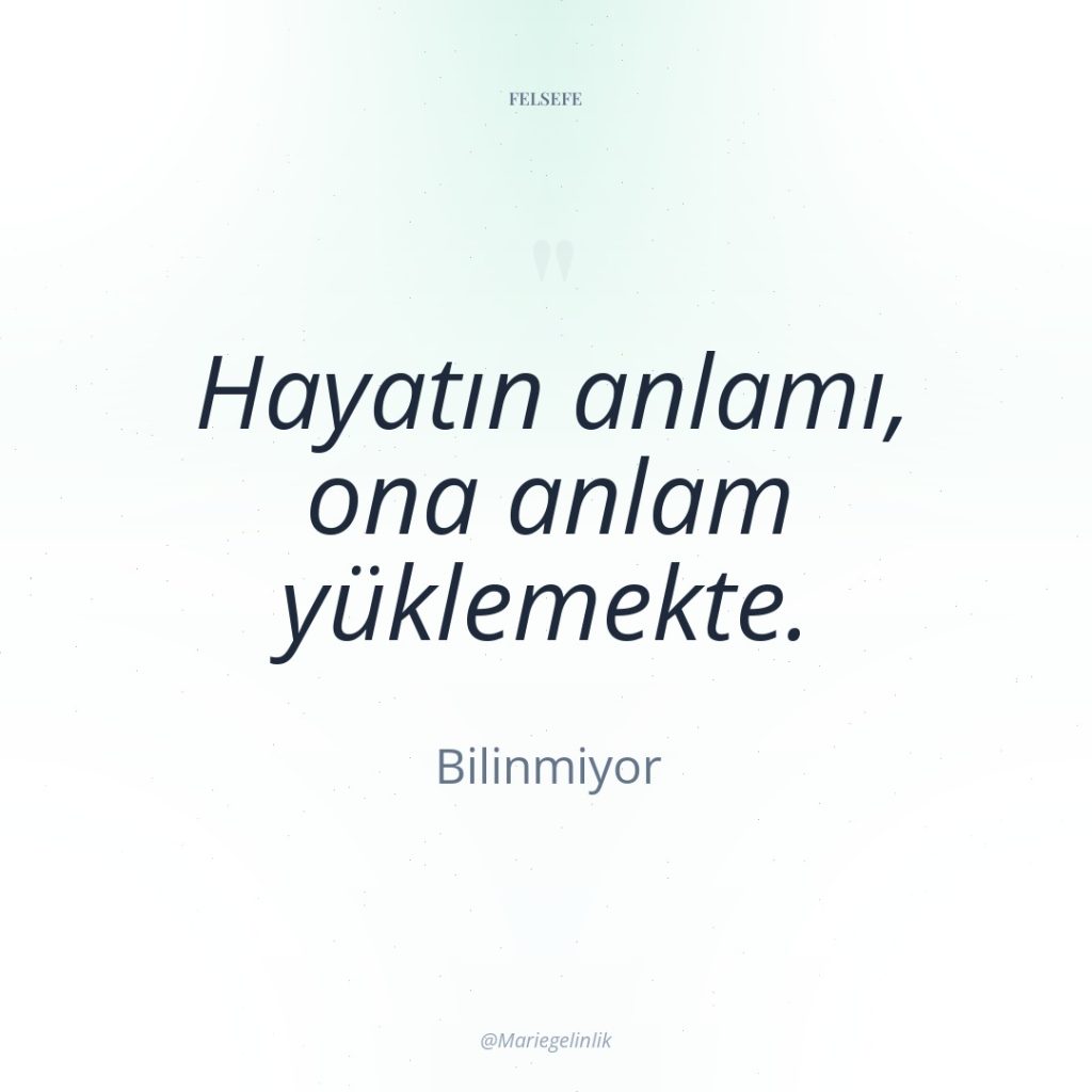 Hayatın anlamı, ona anlam yüklemekte.