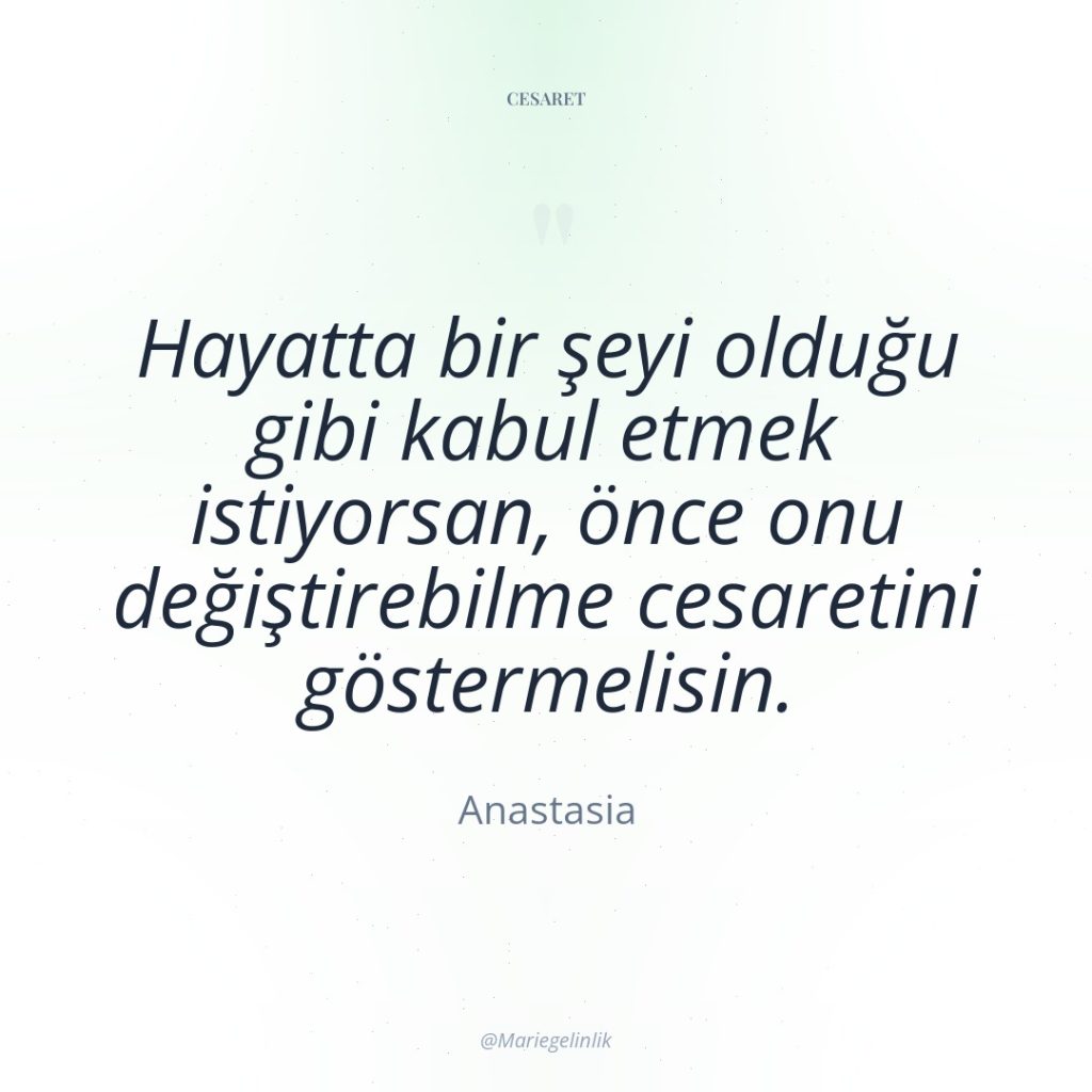 Hayatta bir şeyi olduğu gibi kabul etmek istiyorsan, önce onu…