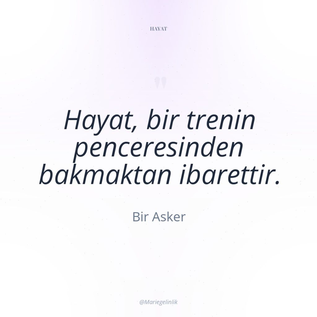 Hayat, bir trenin penceresinden bakmaktan ibarettir.