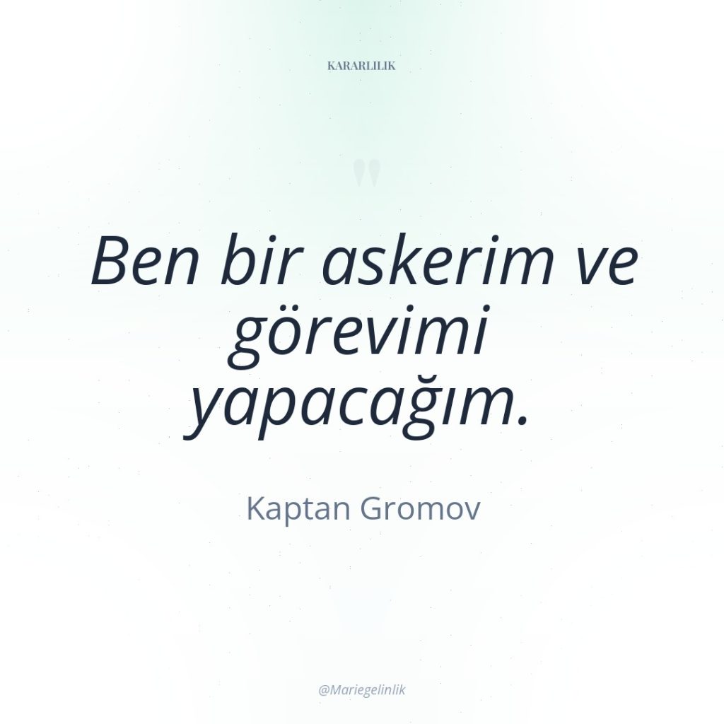 Ben bir askerim ve görevimi yapacağım.