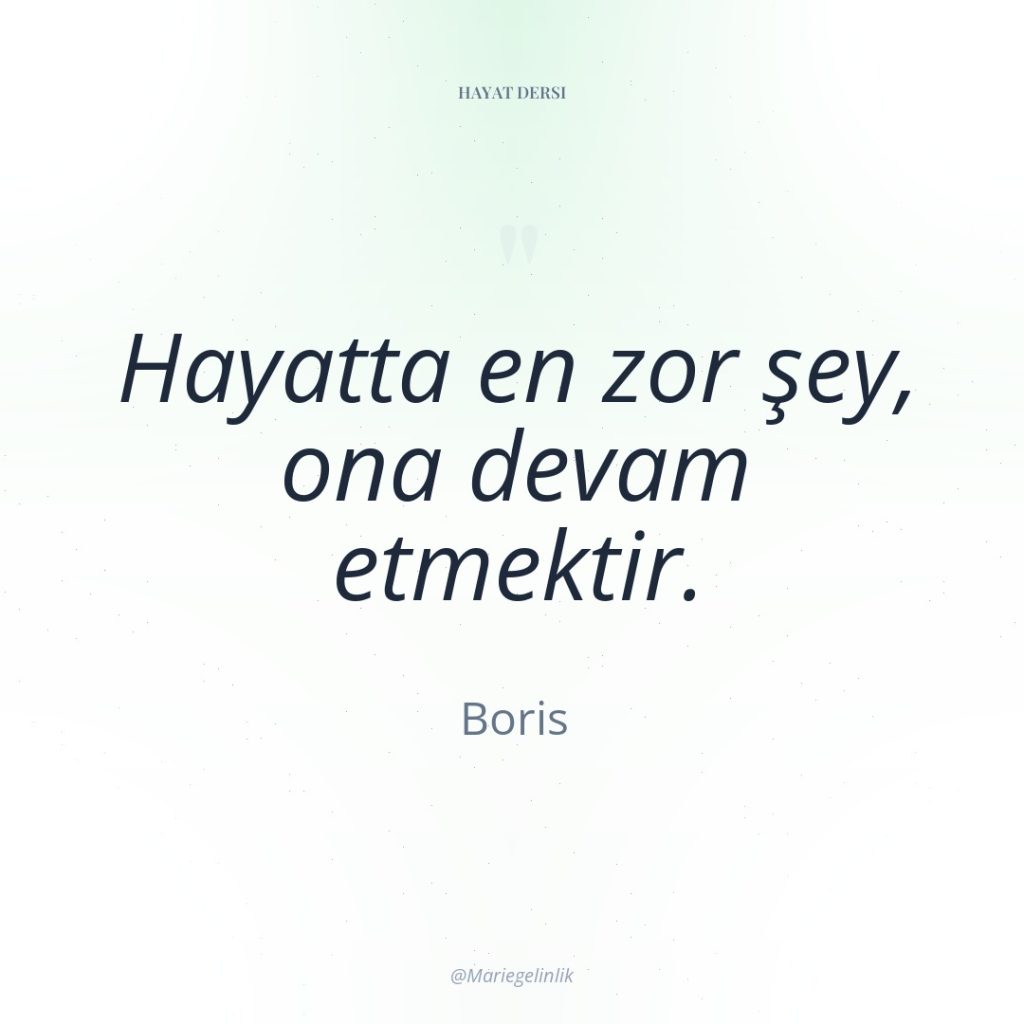 Hayatta en zor şey, ona devam etmektir.